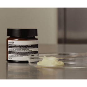 Aesop Camellia Nut Cream chamomile bud detail supporting calming care