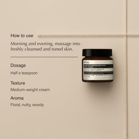 Aesop Camellia Nut Cream spread on skin for moisture and softness