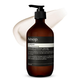 Aesop conditioner bottle front view highlighting premium packaging.
