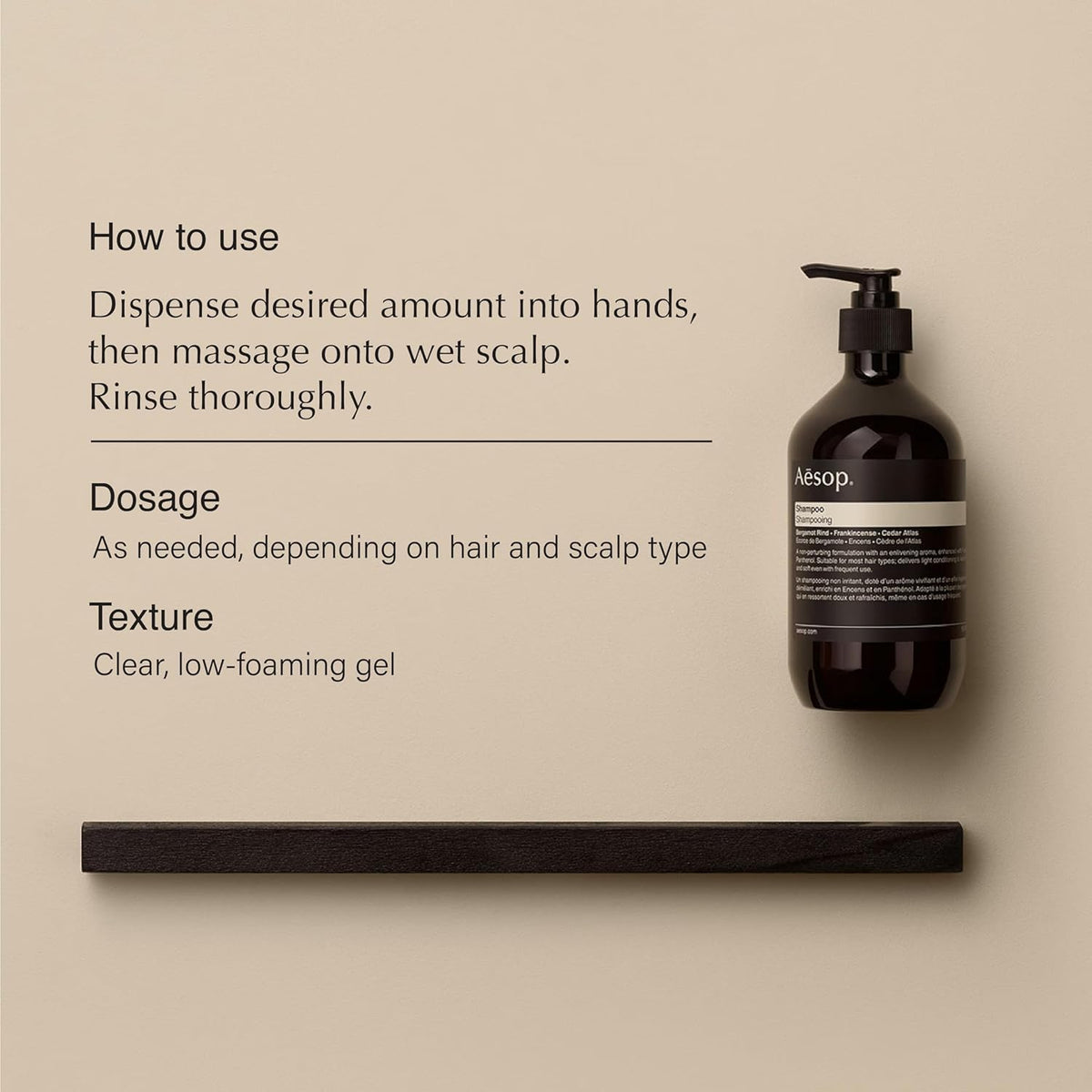 Aesop conditioner cream texture highlights hydrated, detangled hair for many hair types.