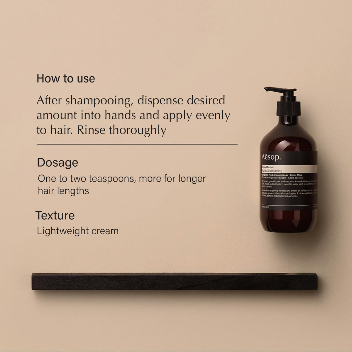 Aesop conditioner with bergamot ingredient for a bright citrus aroma.
