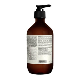 Aesop conditioner packaging showcasing recycled plastic bottles and vegan formula.