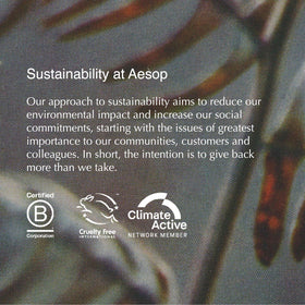 Aesop conditioner refill bottle made from recycled plastics promoting sustainability