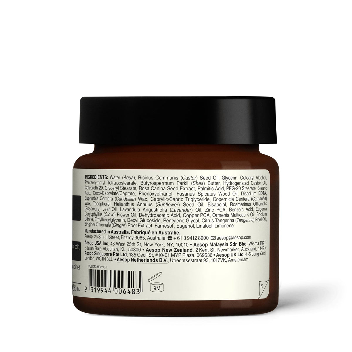 Aesop Element vegan cruelty-free label closeup reinforces ethical skincare choices.
