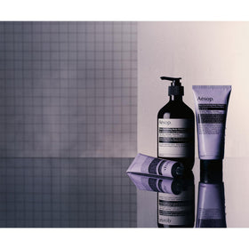 Aesop Eleos key ingredients cedar atlas patchouli clove in focus.
