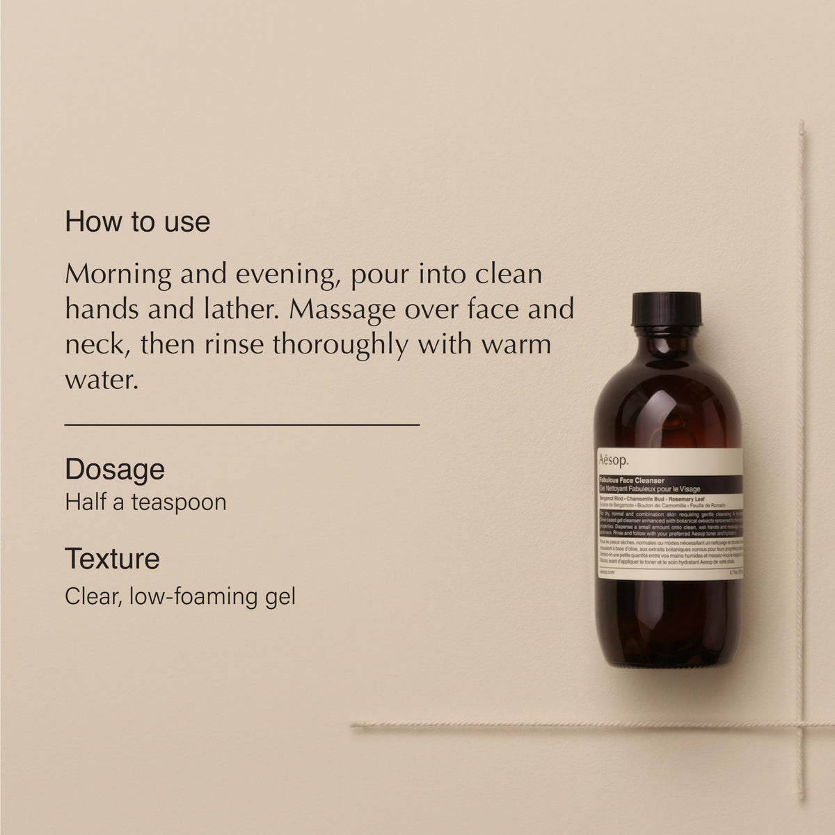 Aesop Fabulous Face Cleanser bottle pour ready to lather.