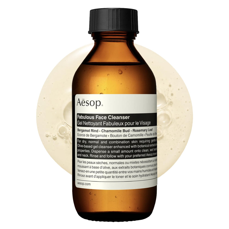 Aesop Fabulous Face Cleanser bottle pour for a gentle, moisturizing cleanse.