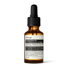 Aesop Fabulous Face Oil bottle with dropper, purifying formula for refined skin.