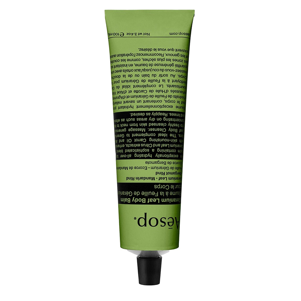 Aesop Geranium Leaf Body Balm jar showing rich texture for daily hydration.