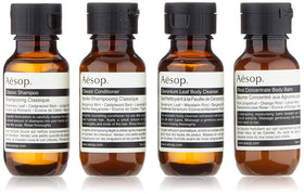 Aesop Geranium Leaf Body Cleanser bottle pour for a refreshing cleanse across all skin types.
