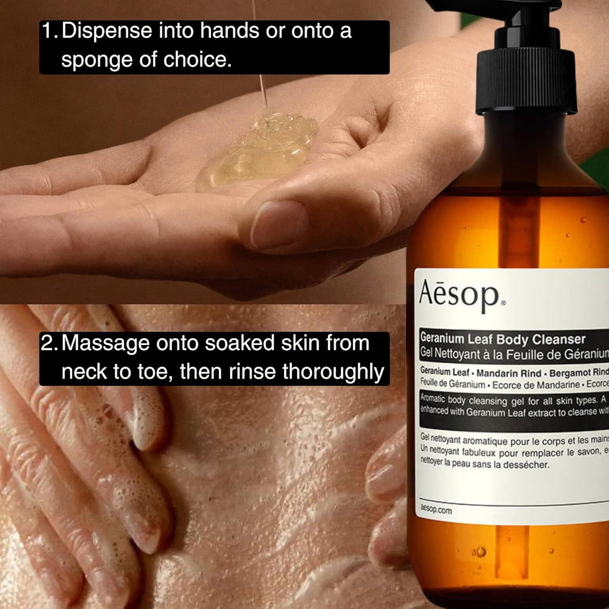 Aesop Geranium Leaf Body Cleanser vegan and cruelty-free formula