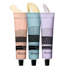Aesop hand balm set packaging displayed for gifting and home care.