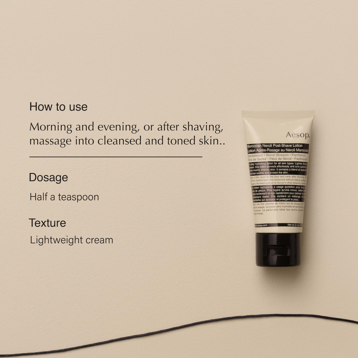Aesop Moroccan Neroli Post Shave Lotion pump top for easy, even application.