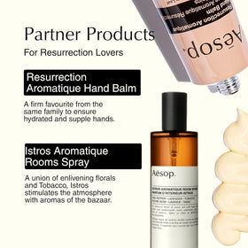 aesop Resurrection Aromatique Hand Wash used in kitchen and bathroom settings.