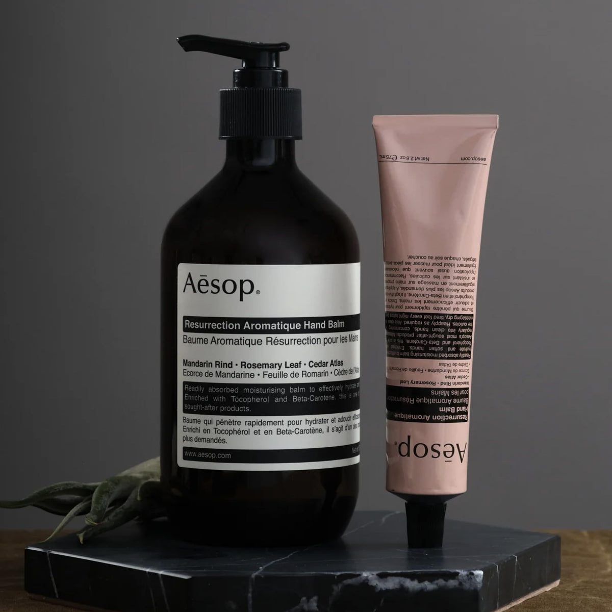 Aesop Resurrection Hand Wash lather and botanical scent during washing.
