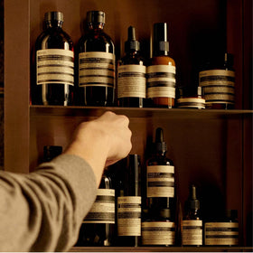 Creamy Aesop Rind Balm closeup illustrating a smooth, non-greasy finish.