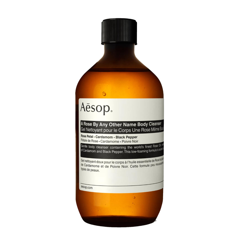 Aesop A Rose By Any Other Name bottle showcases elegant packaging and refill convenience.
