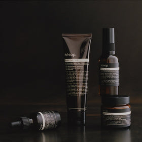 Aesop Sculpt Hair Polish demonstrates a shine boost for a polished style.