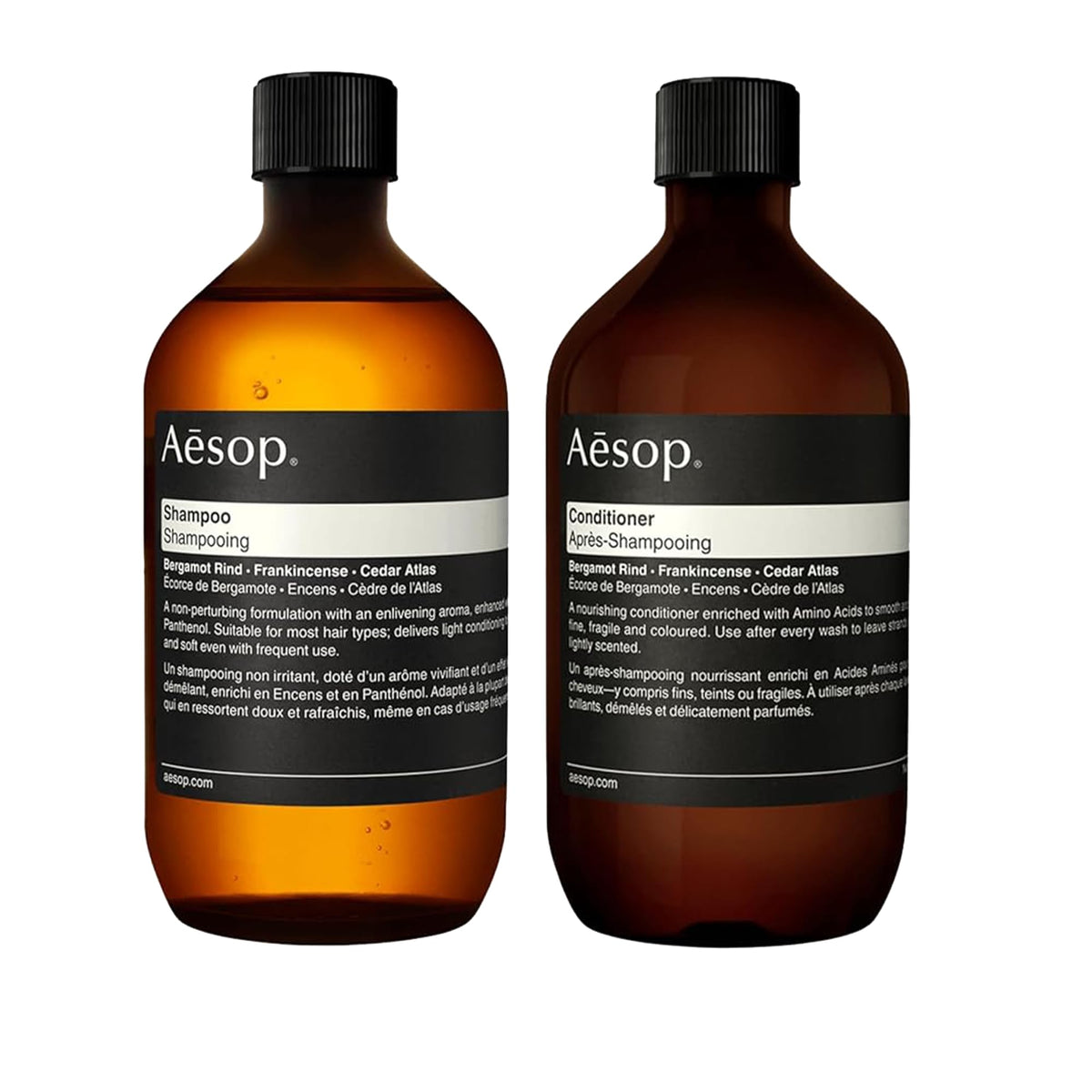 Aesop shampoo pour bottle showcases a clean hair ritual with refreshing bergamot fragrance.