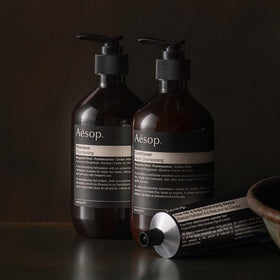 Aesop Shampoo Refill vegan packaging indicating sustainable, cruelty-free bottle materials