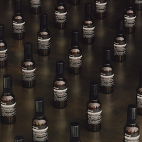 Aesop Tame Hair Serum applied to damp hair for styling.