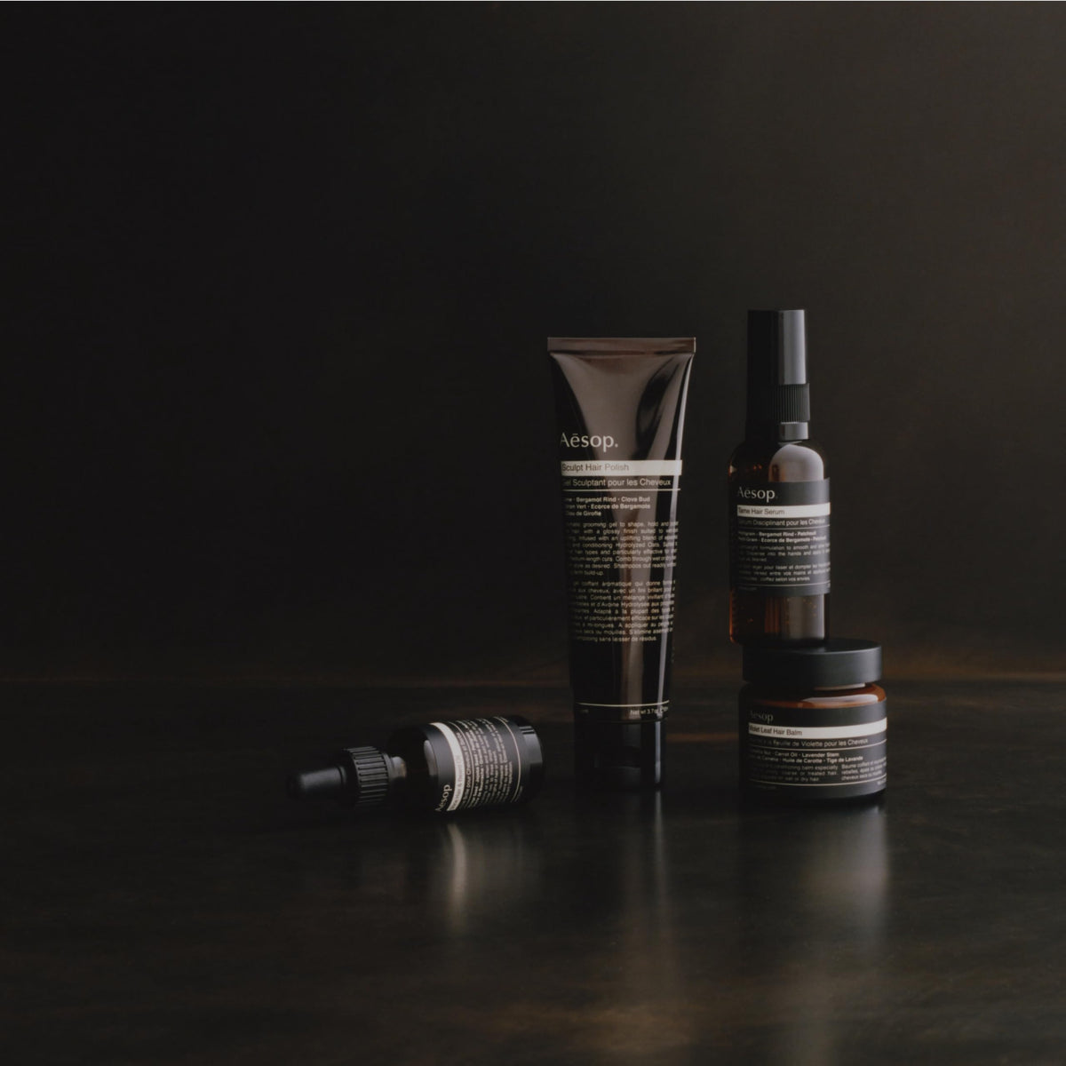 Aesop Tame Hair Serum packaging highlights vegan and cruelty-free ethos.