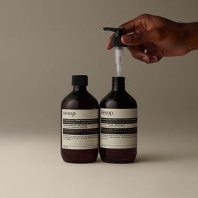 Aesop Vegan Cruelty-Free emblem signals clean beauty ethos.
