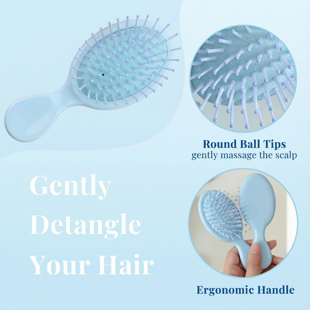 AESPAKO soft bristles detangle with minimal pull on wet hair