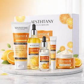 AESTHTANY Vitamin C set cleanser bottle for refreshing morning cleanse and glow.