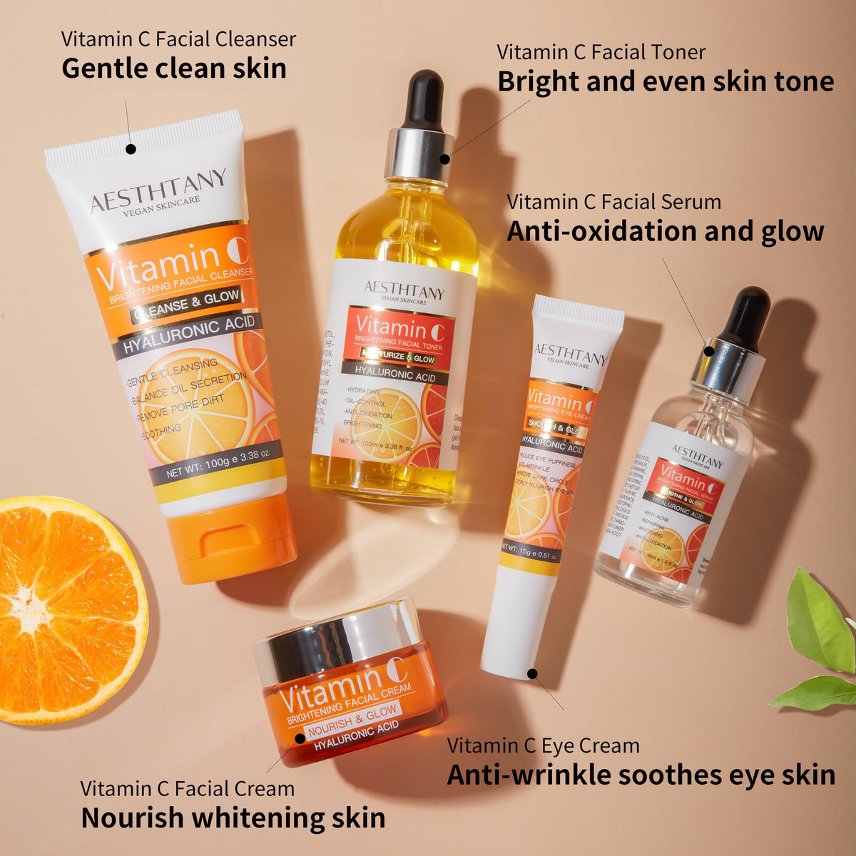 AESTHTANY Vitamin C set face cream jar for lasting hydration and even texture.