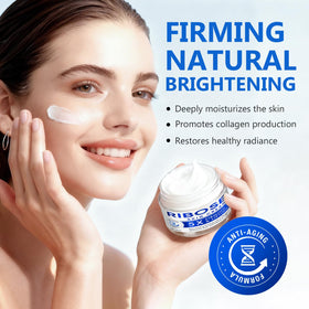 AETHEREVE D-Ribose Cream demonstrated on the neck area for firmer feel.