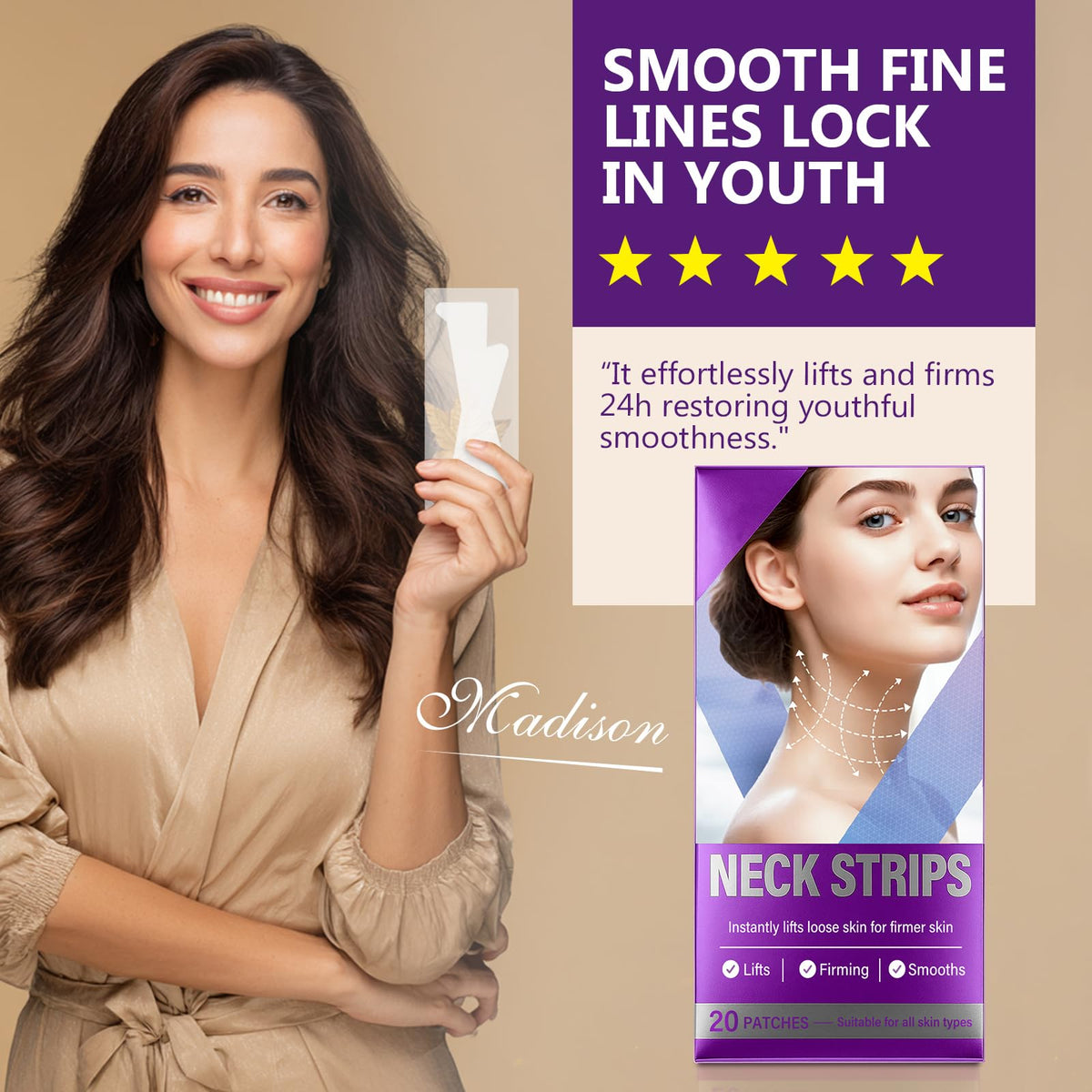 AETHEREVE neck lift tape on jawline defines profile softly