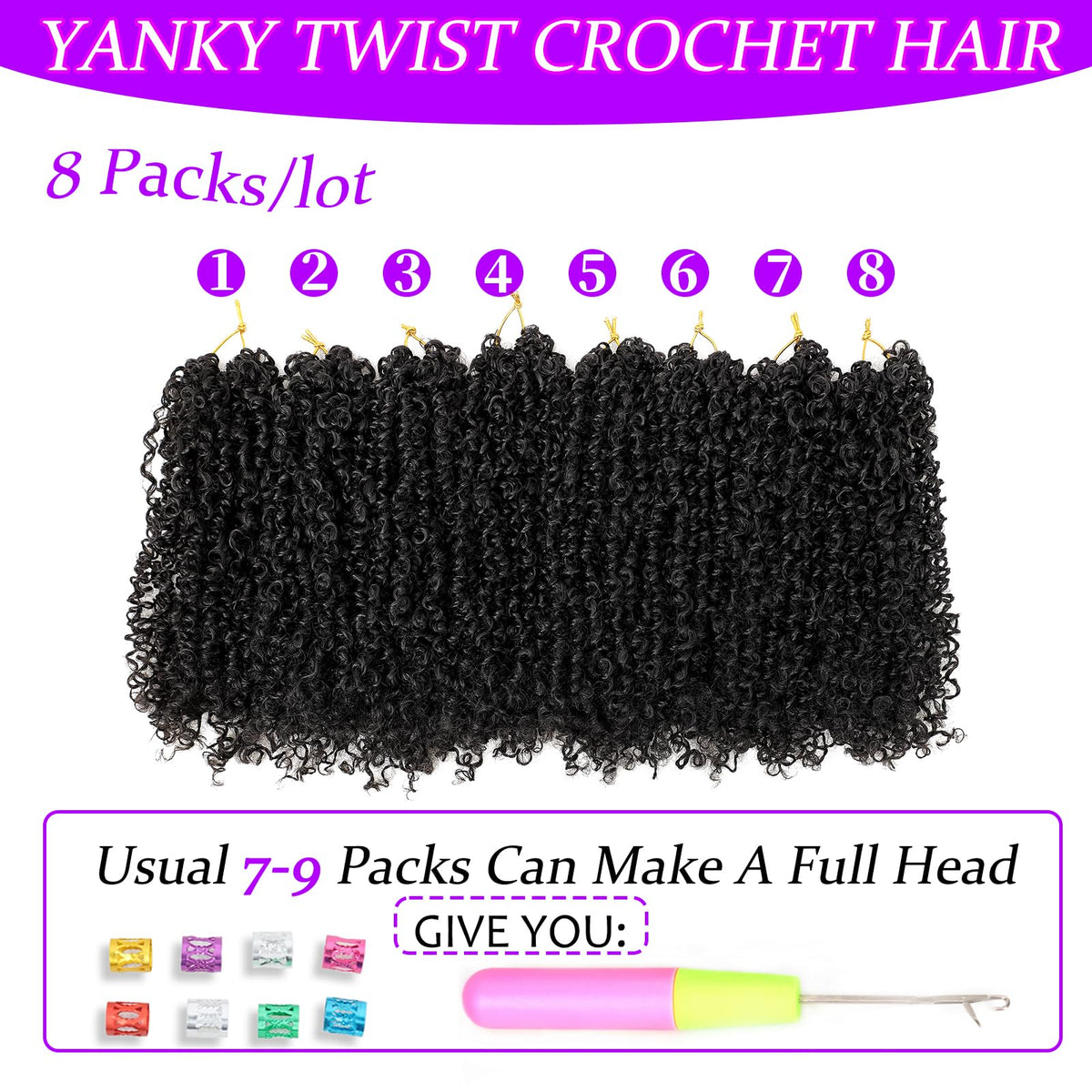 Aeyab Yanky Twist crochet hair in motion showing smooth, tangle-free strands