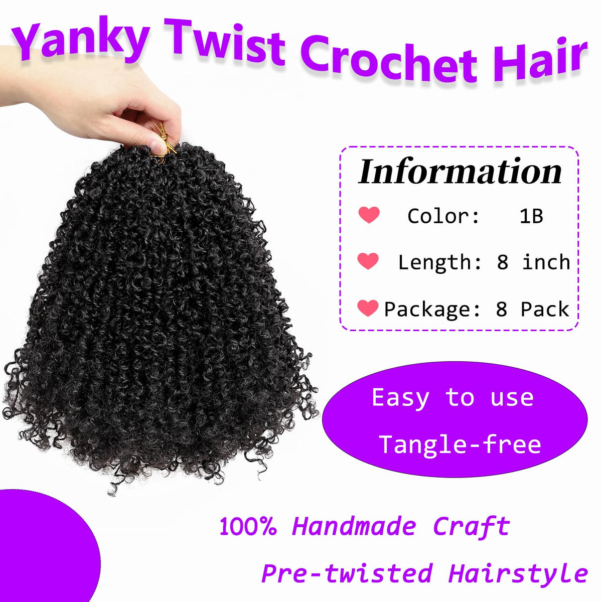 Aeyab Yanky Twist crochet hair pre-looped for faster at-home crochet installation