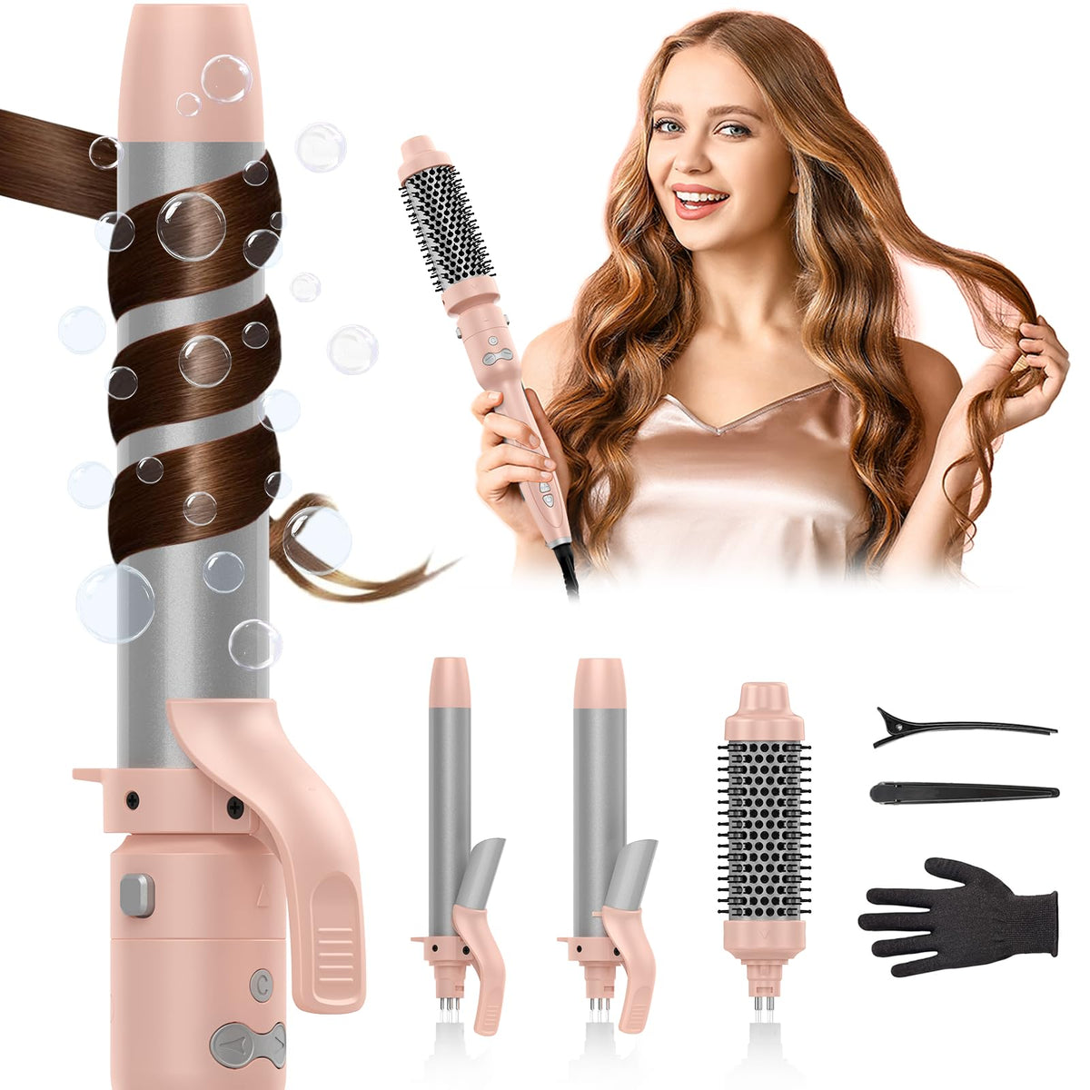 AFANSO rotating curling iron 1-inch wand for tight curls and smooth finish