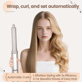 AFDD auto-wrap system draws hair for hands-free curling sessions.