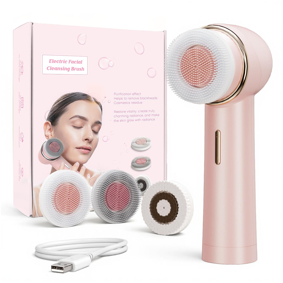 AFEIOFT electric facial cleansing brush in pink for gentle daily cleansing.