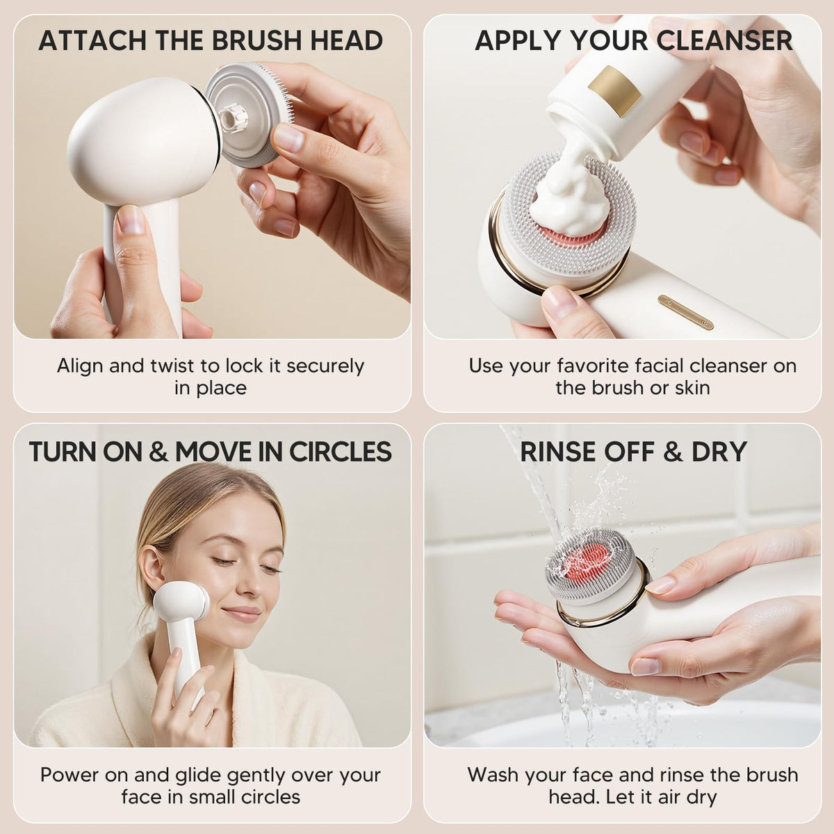 AFEIOFT soft silicone bristles closeup illustrate gentle daily cleansing for sensitive skin.