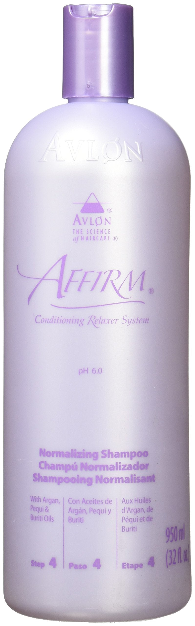 Affirm Normalizing Shampoo pour restores pH balance and cleanses relaxed hair.
