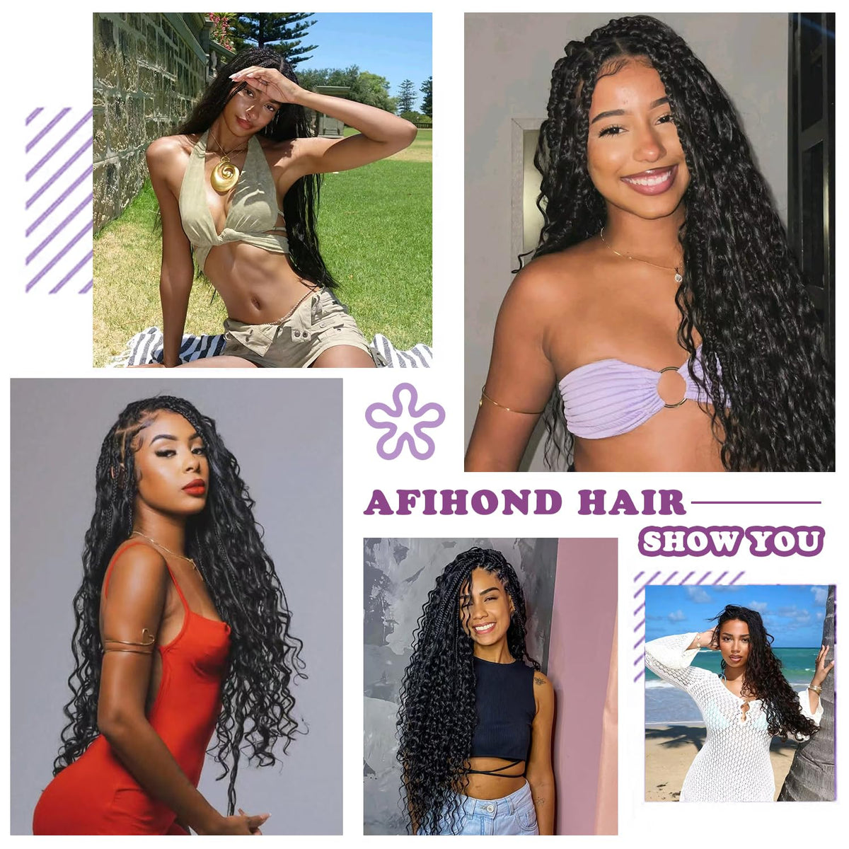 Afihond no-weft bulk hair suitable for diverse braided styles.