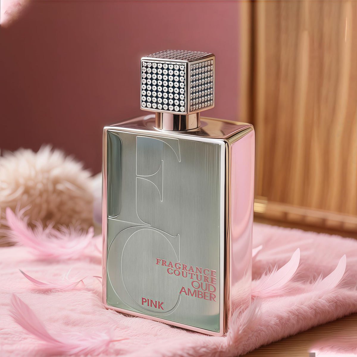 AFLUXE Oud Amber Pink lifestyle shot suggests confident, all-day aroma.