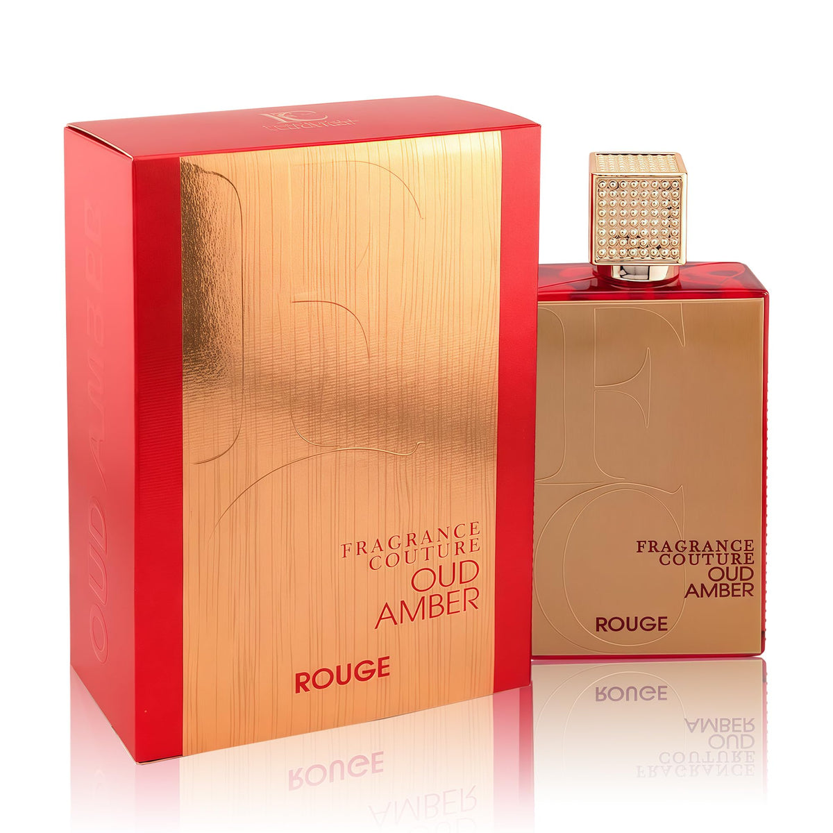 AFLUXE Oud Amber Rouge bottle on vanity for bold, daily unisex appeal