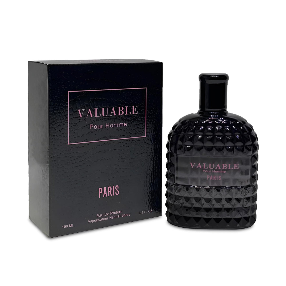 AFLUXE Valuable Paris bottle showing a premium woody fragrance for evenings.