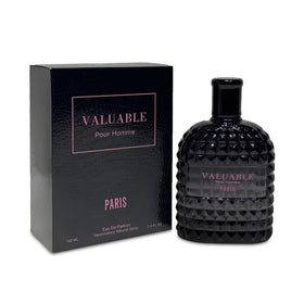 AFLUXE Valuable Paris bottle showing a premium woody fragrance for evenings.