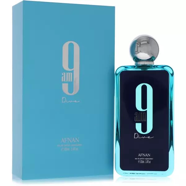 Afnan 9 AM Dive bottle front view for daily wear and easy application.