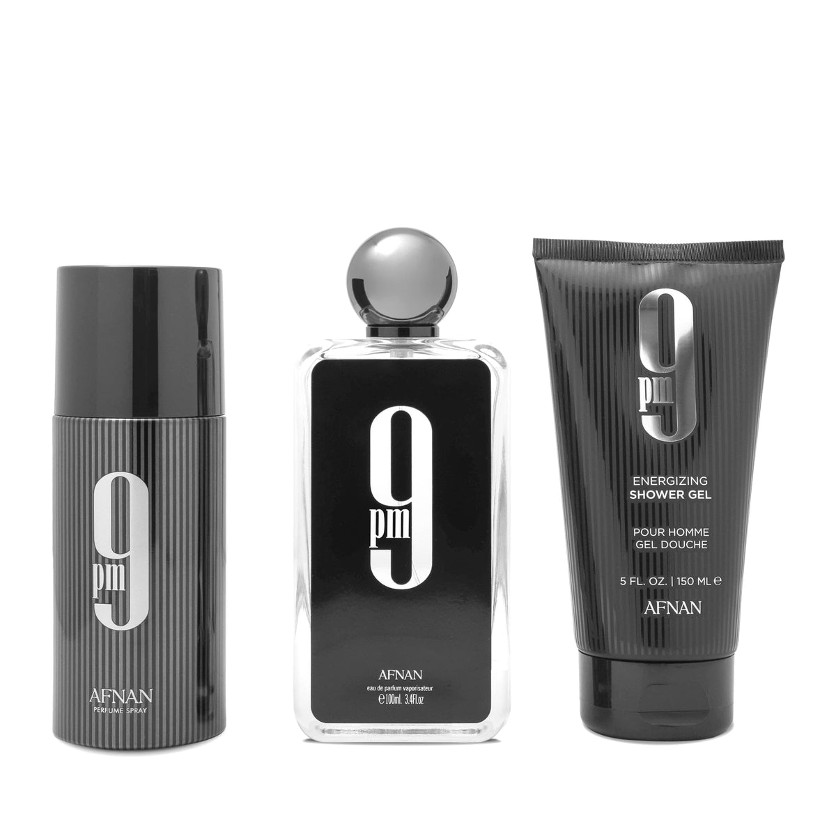 Afnan 9 PM EDP bottle with luxurious bergamot and amber notes for daytime elegance.