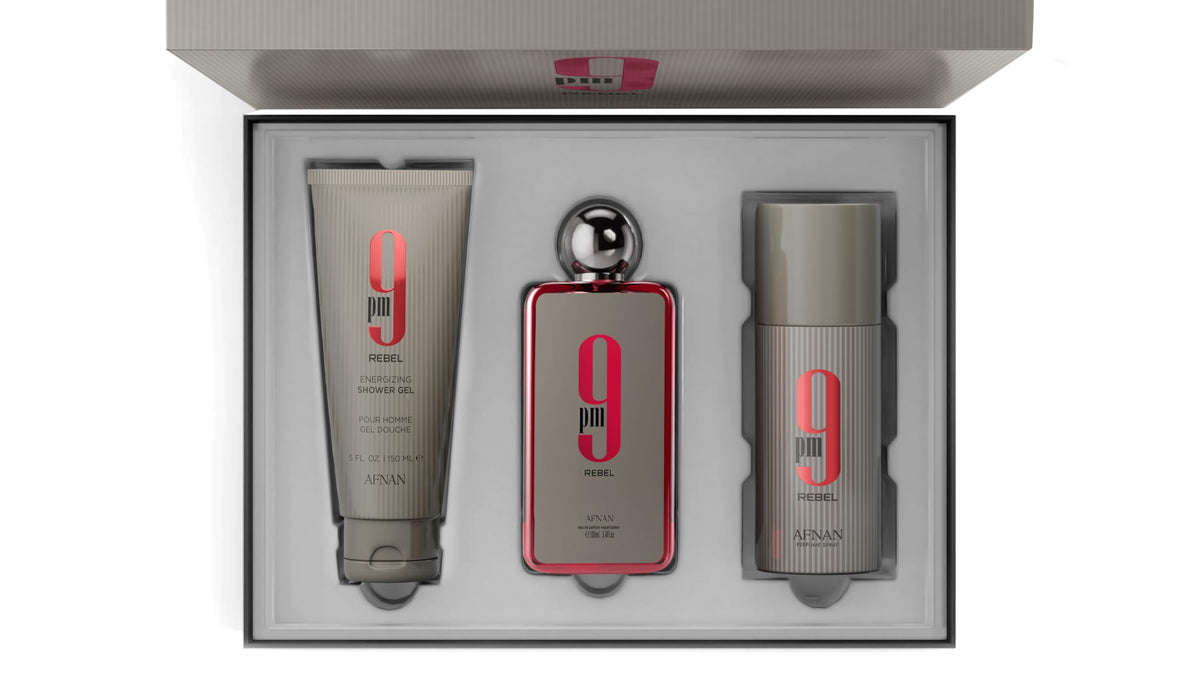 Afnan 9 PM Rebel shower gel bottle for a refreshing cleanse.