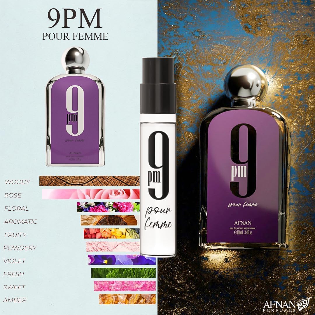 Afnan 9PM Rebel Unisex 2ml vial — bold fragrance for confident nights.