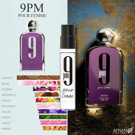 Afnan 9PM Rebel Unisex 2ml vial — bold fragrance for confident nights.