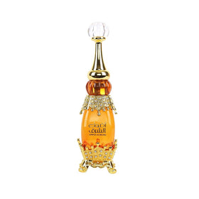 Afnan Adwaa Al Sharq bottle in an orange-gold flacon, ideal for evening wear.